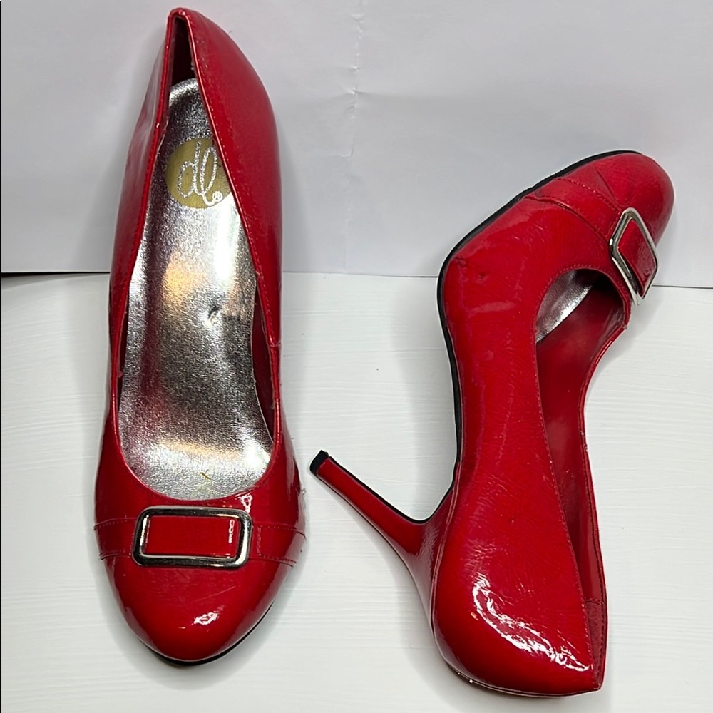 Elegant Red Heels with Buckle Detail